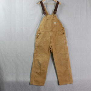 Vintage Carhartt Duck Overalls Men’s 42x30 Brown Workwear USA Made Distressed